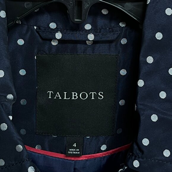 Talbots Navy Polka Dot Womens Coat Size 4 Career Preppy Classic Corpcore‎ Office - Picture 6 of 11